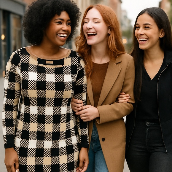 MWT-Jolie & Joy Women’s Checkered Knit Dress – Size Large - Picture 1 of 7